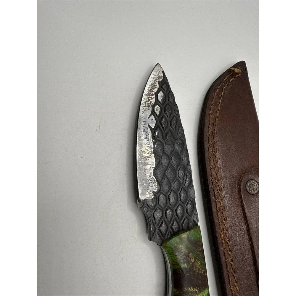 Custom Handmade Fixed Damascus‎ Steel Hunting Camping Fishing Knife w/ Sheath